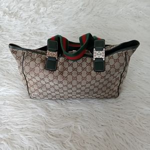 Gucci Vintage Authentic Preloved Sherry Line Canvas Tote.
